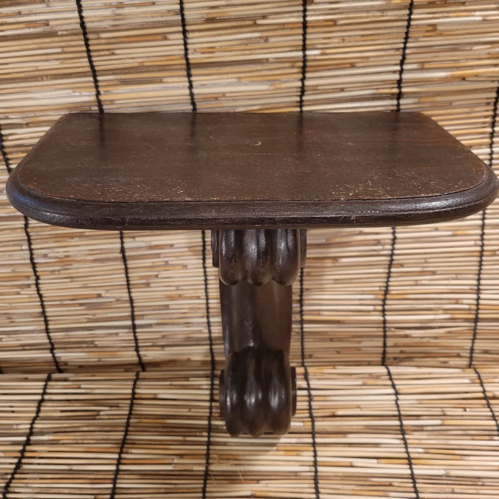 Late 20th Century Hand Carved India Wooden Fiddlehead Accent Shelf